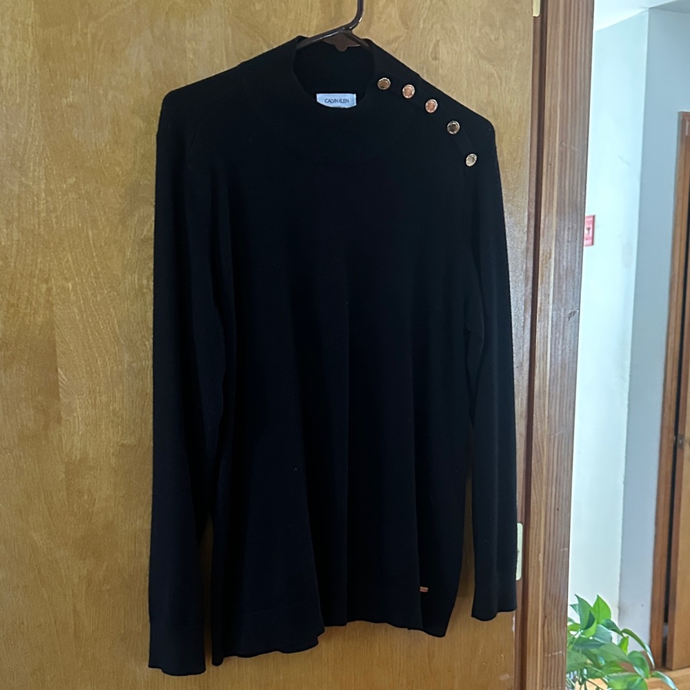 Calvin Klein Black Top with Gold Buttons